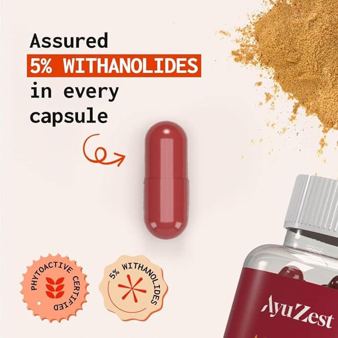 AyuZest Ashwagandha KSM-66 + Shilajit Capsules