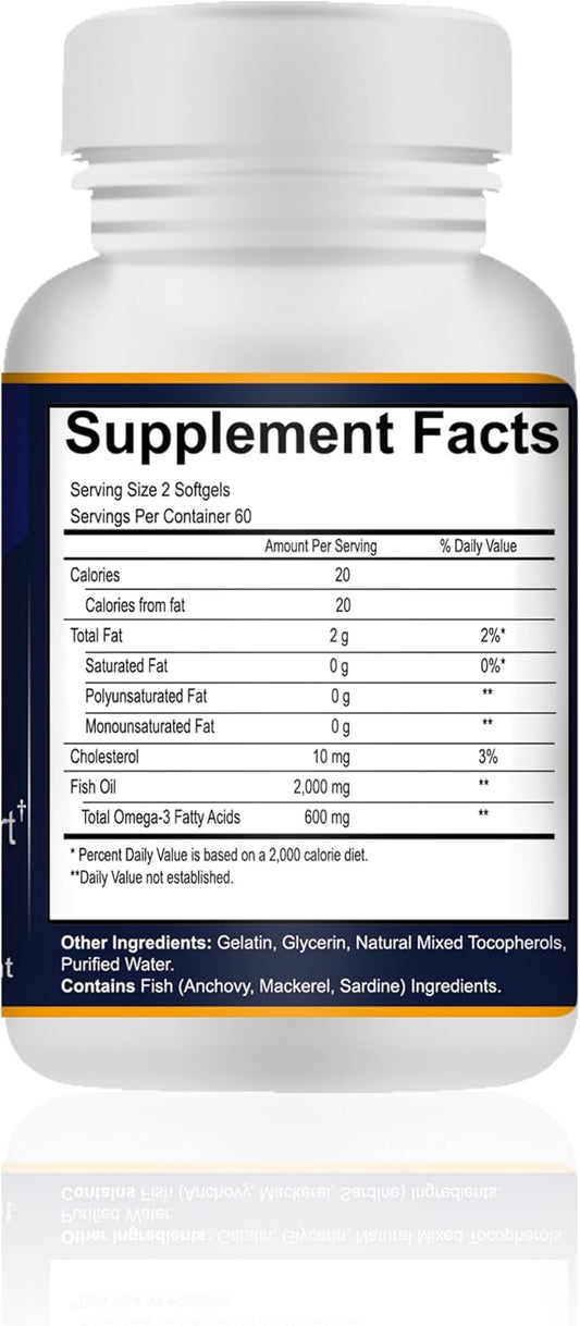 Omega-3 Fish Oil 1000mg, Heart Health, 120 softgels