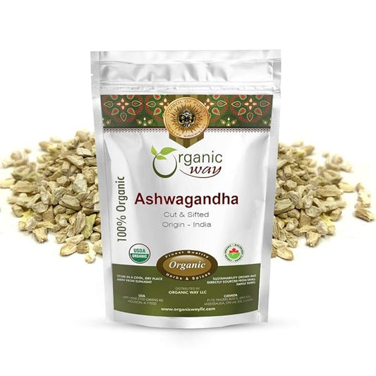 Organic Way Ashwagandha Root Cut & (1/2LBS / 8Oz.)