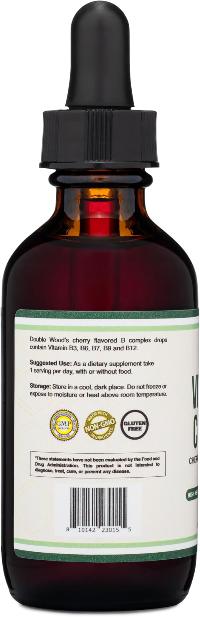 Double Wood Supplements Liquid Vitamin B Complex 2 Month B3, B6, B6, B7 B7 (Biotin), B9, and B12 - 2 FL