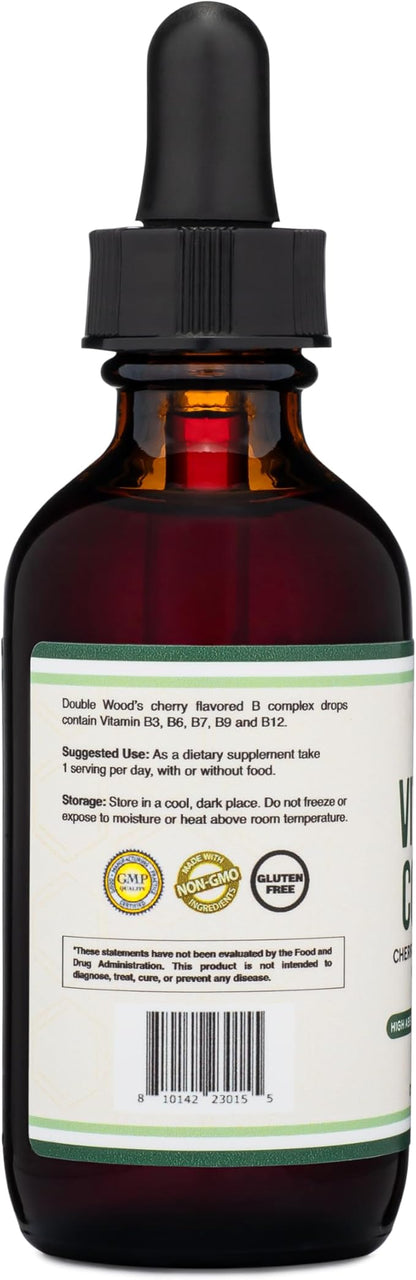 Double Wood Supplements Liquid Vitamin B Complex 2 Month B3, B6, B6, B7 B7 (Biotin), B9, and B12 - 2 FL