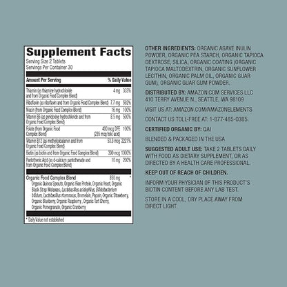 Amazon Elements Organic Whole Food B Complex, 60 Tablets (Pack of 2)