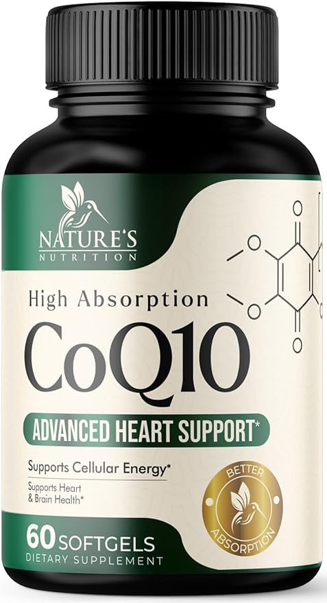 CoQ10 100mg Softgels Q10 Vitamins, Q10 Supplement 60 Softgels