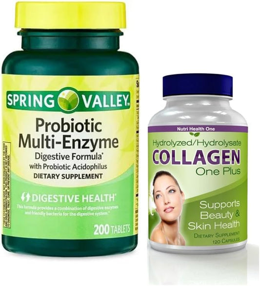 Spring Valley® Probiotic Multi-Enzyme Digestive Formula 200 ct (1) Collagen 30 Capsule