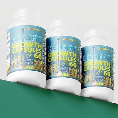 WELLUTION Height Growth Maximizer – Natural Supplement for Bone Strength & Support – Made in USA – Calcium-Enriched Pills