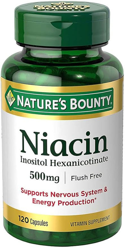 Set of 3 Nature's Bounty Niacin 500 mg, 120 Capsules