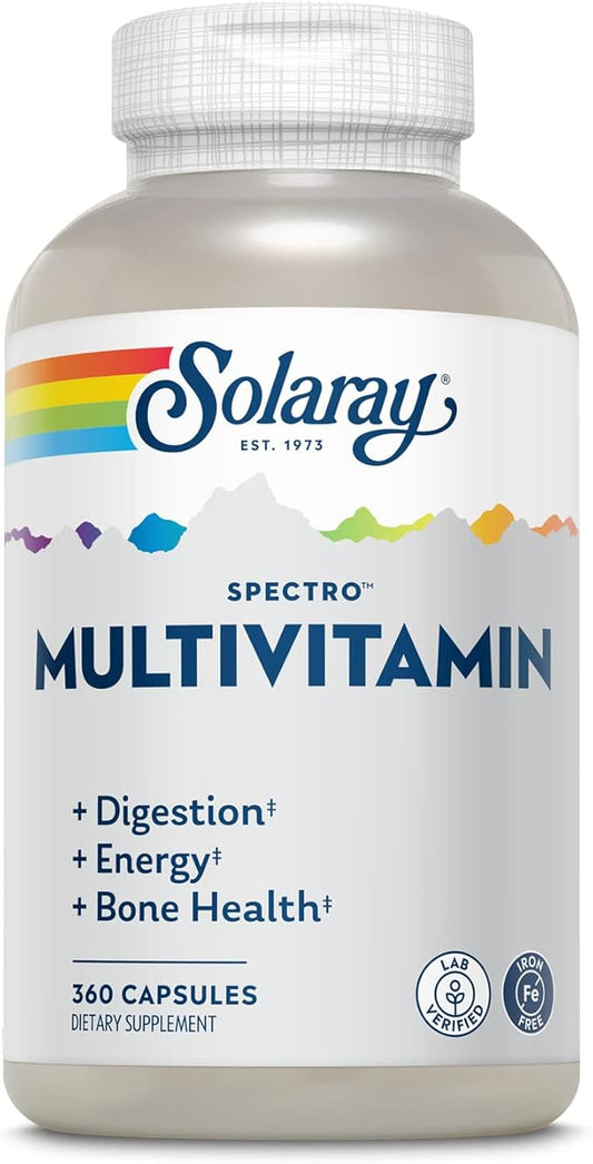 SOLARAY Spectro Multivitamin, w/No Iron, Cal/Mag, (60 Serv, 360 CT)