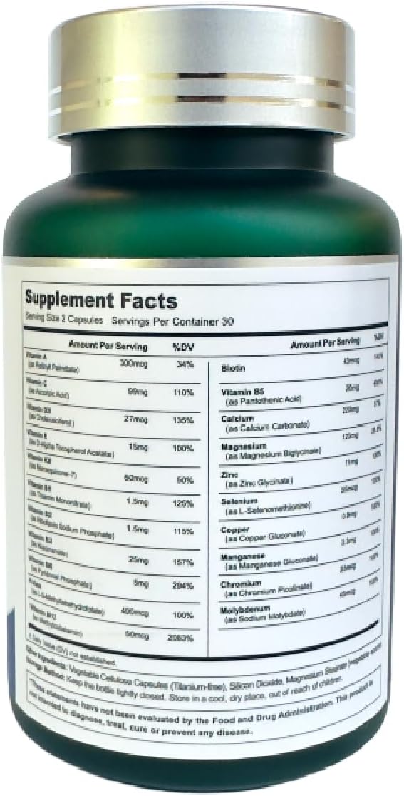 21 Vitamins &Minerals All-in-One Support, Vitamin d3 k2, k2, Vitamin USA-60 Capsules