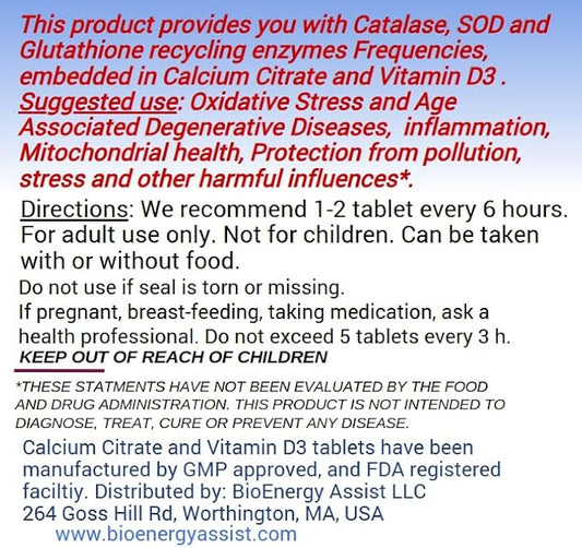 Catalase, Superoxide Dismutase (SOD), and Glutathione 120 Tablets