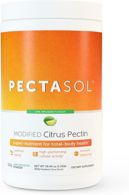 PectaSol Modified Citrus Pectin – 551g Lime Powder – Total-Body Health Supplement to Support Heart, Immune System, Inflammation Response & Healthy Aging + Maintain Healthy Galectin-3 Levels