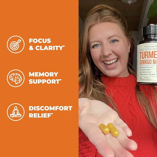Turmeric Curcumin & Ginkgo Biloba Supplements 60 Capsules