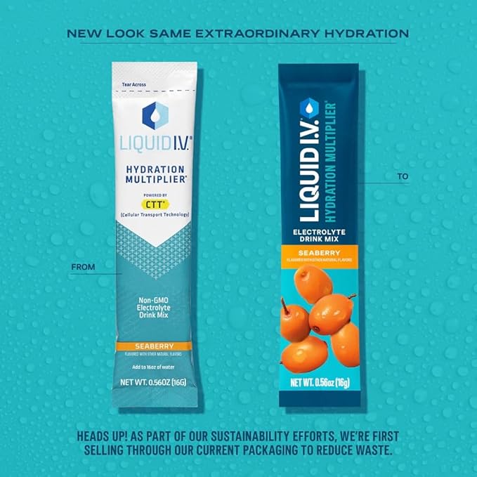 Liquid I.V.® Hydration Multiplier - Seaberry | Electrolyte Powder Drink Mix | 1 Pack (16 Servings)