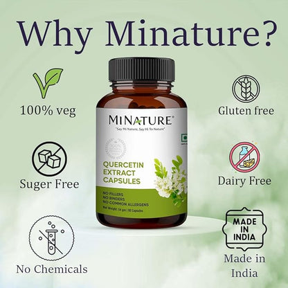 minature Quercetin Extract Capsules |Flavonoids |500mg 90 Veg 45Days Supply