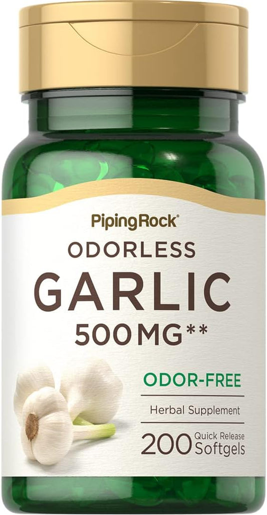 Piping Rock Odorless Garlic Softgels 500mg | 200 Pills