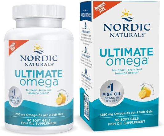 Nordic Naturals Ultimate Omega, Lemon Flavor 90 Soft 1280 mg Omega-3 - Omega-3 Fish 45 Servings
