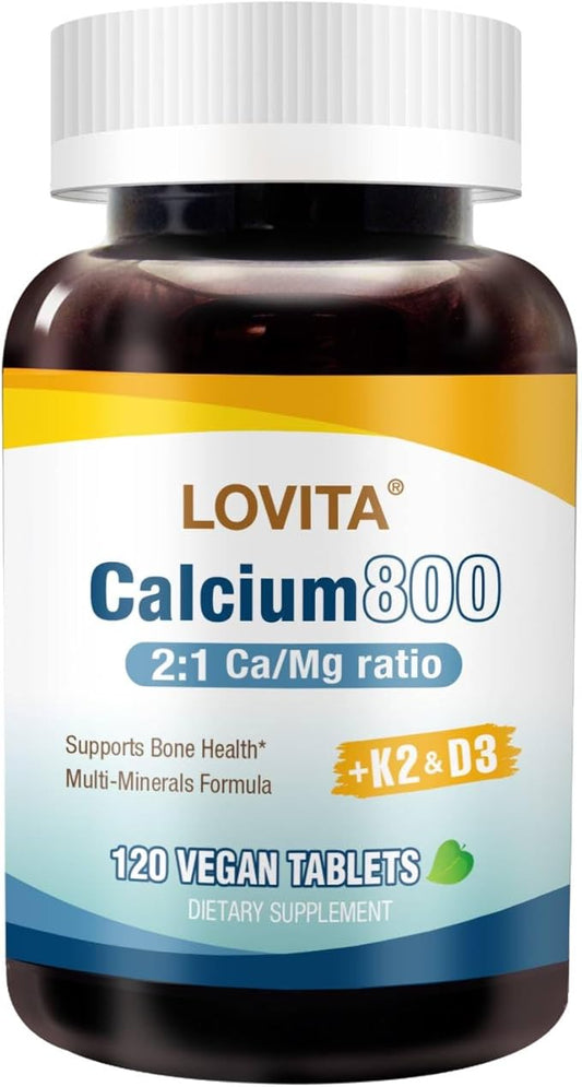 Calcium 800 mg, Highly Absorbable Bone Support with Magnesium, Vitamin D3 & K2 | Plus Zinc, Copper & Manganese, 120 Vegan Tablets