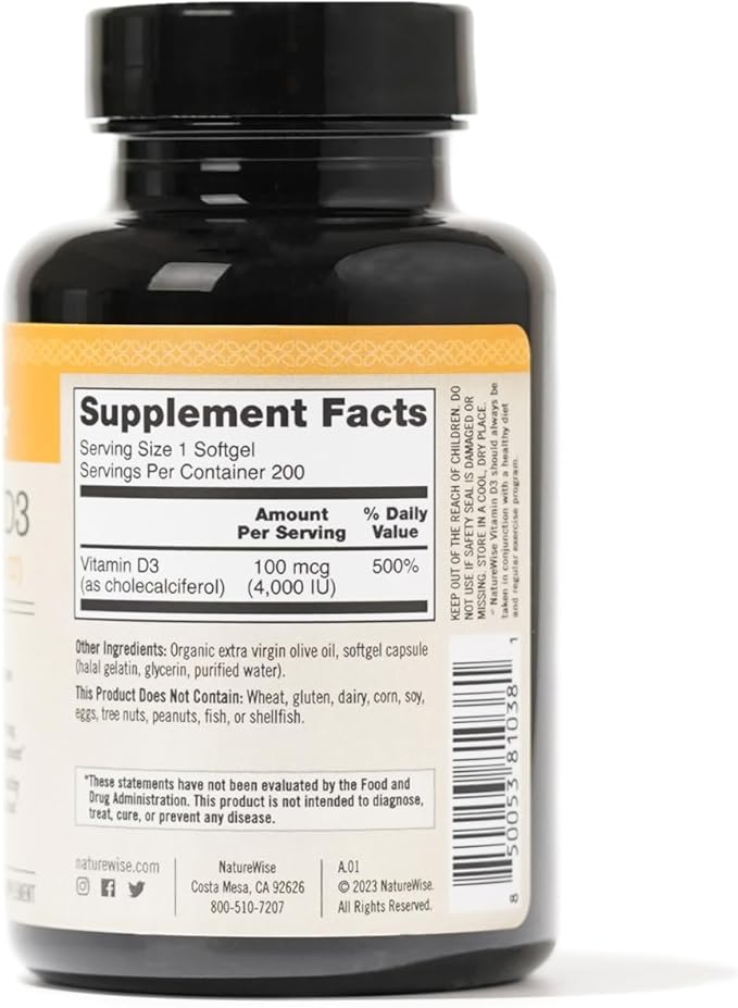 NatureWise Vitamin D3 4000iu (100 mcg) 200 Count