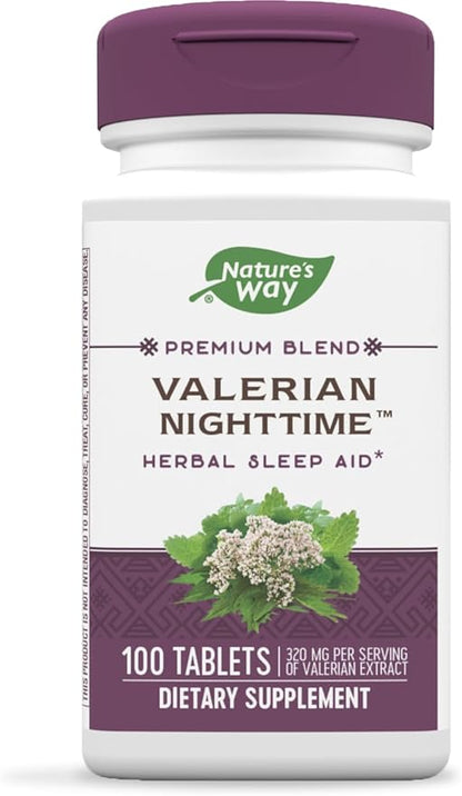 Nature's Way Valerian Nighttime, Herbal Sleep 320 mg 100 Tablets