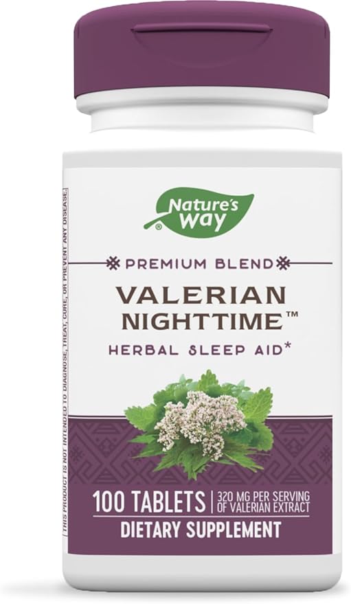 Nature's Way Valerian Nighttime, Herbal Sleep 320 mg 100 Tablets