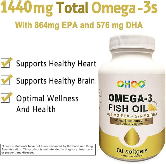 Omega-3 Fish Oil 2400mg, Expiration Date 31, 2023, 2023, Supplement 60 Softgels