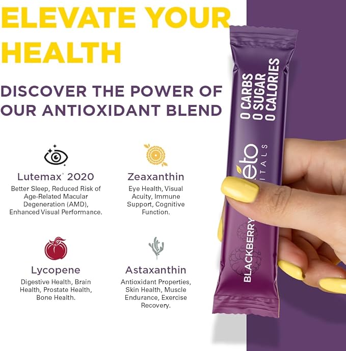 Keto Vitals Berry Antioxidant Electrolyte Powder Packets | Keto Friendly Electrolytes Travel Packets | Variety Individual Packets | Energy Drink Mix | Zero Calorie | Zero Carb (Berry Assorted, 30)