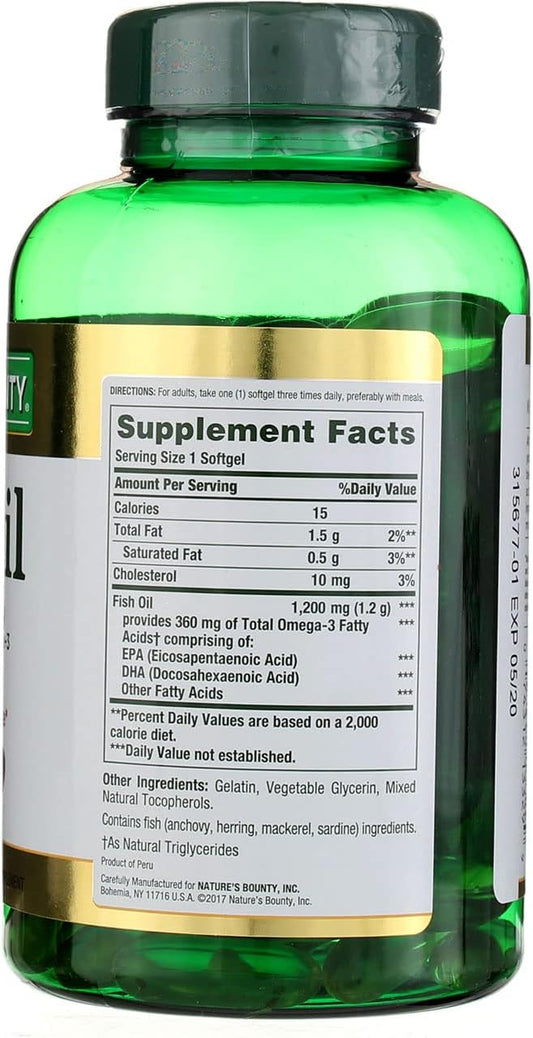 Fish Oil by Nature's Bounty, Dietary 3, Supports 1200 Mg, 120 Rapid 2)