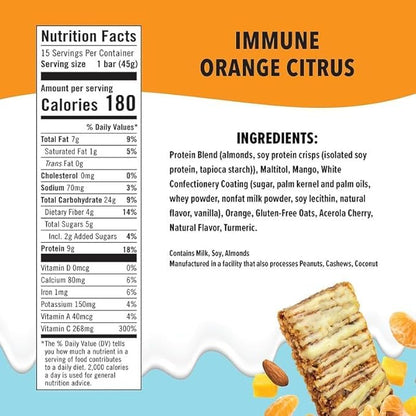 JiMMY! Protein Bar, Orange Citrus, Immune 15 Count