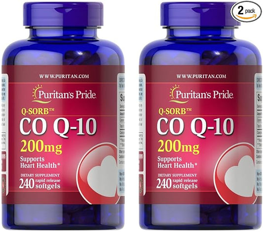Puritan's Pride QSORB CoQ10 200 mg, (2 Pack 240 softgels) 240 Count(Packaging