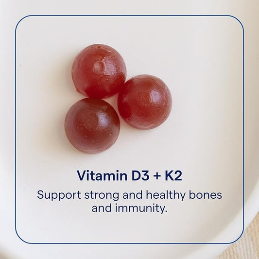 Trace Minerals | Vitamin D3 + K2 Gummies | 5,000 IU D3 + 50 mcg K2 | Vegan, Sugar Free, Gluten Free, Natural Strawberry Flavor | 60 Servings