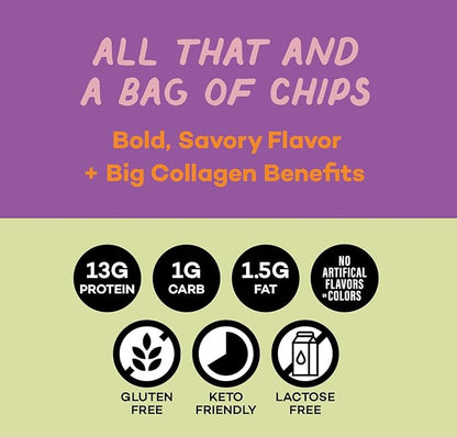 10-Pack Collagen Protein Chips - Sweet Chilli Pepper & Tomato Basil Flavors - 13g Protein Per Bag, GMO-Free, Gluten-Free, Tasty Savory Collagen Protein Snack