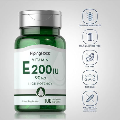 Piping Rock Vitamin E 200 IU 90mg | 100 Softgel