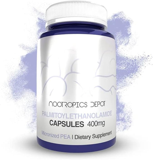 Nootropics Depot Palmitoylethanolamide Capsules | Pea | 400mg Pills | 30 Count | Promotes Healthy Inflammatory Responses
