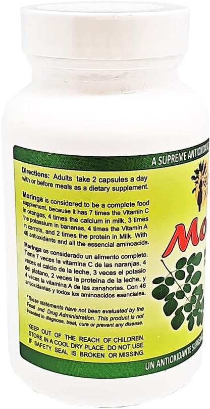 Moringa Dietary Supplement. 100% Pure Organic 120 Capsules. 3