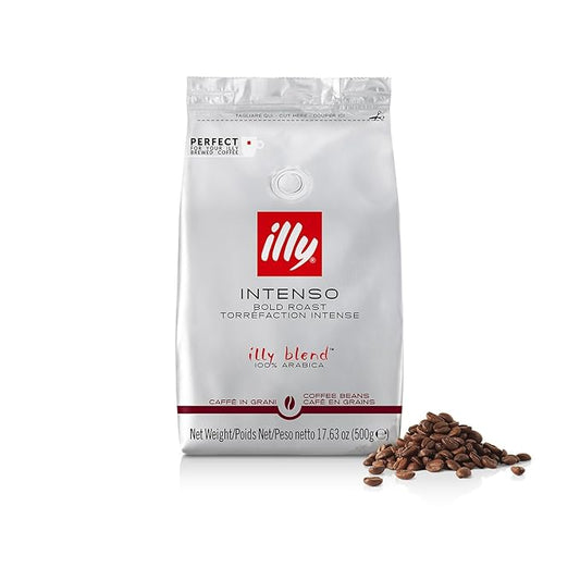 illy Whole Bean Coffee - Perfectly Roasted Whole Coffee Beans – Intenso Dark Roast - Warm Notes of Cocoa & Dried Fruit – Full-Bodied - 100% Arabica Coffee - No Preservatives – 17.6 Ounce
