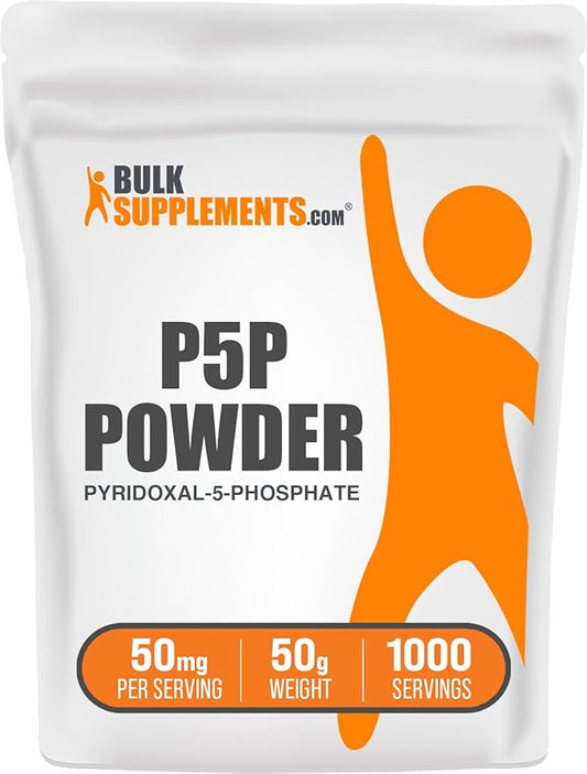 BulkSupplements.com Pyridoxal 5 Phosphate Powder - P-5-P Vitamin B6 Supplement, P-5-P 50mg - P5P Supplement, Gluten Free, 50mg of per Serving, 50g (1.8 oz) (Pack of 1)