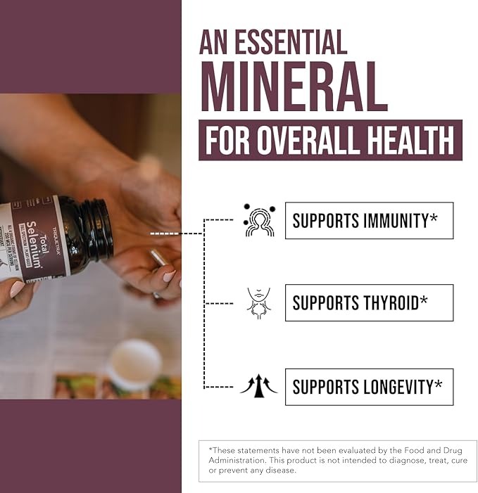 Total Selenium - 200 mcg, Plant-Based Selenium - Full Spectrum, Contains 4 Essential Organic Forms of Selenium Including Selenomethionine - Derived from Garlic - 60 Capsules