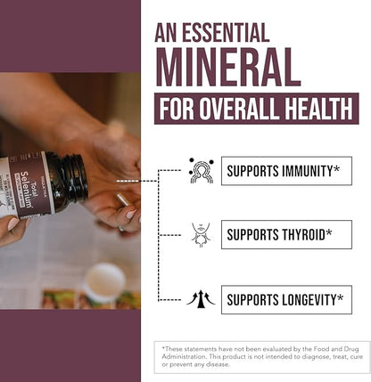 Total Selenium - 200 mcg, Plant-Based Selenium - Full Spectrum, Contains 4 Essential Organic Forms of Selenium Including Selenomethionine - Derived from Garlic - 60 Capsules