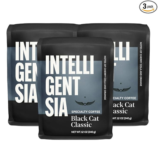 Intelligentsia Coffee, Medium Roast Whole Bean Coffee - Black Cat Espresso with Flavor Notes of Stone Fruit, Dark Sugars and Dark Chocolate, 36 Ounces (3 Bags of 12 Ounces)