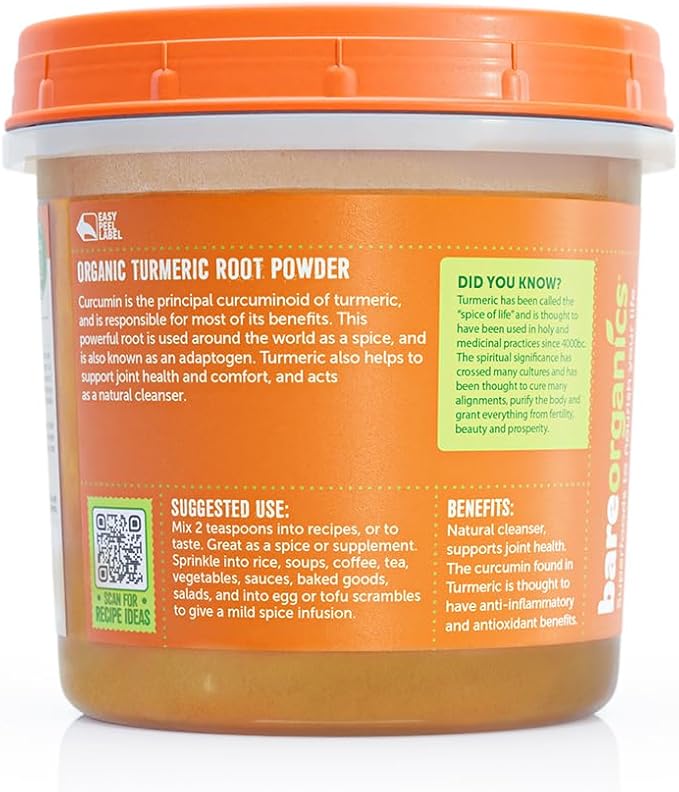 BareOrganics Turmeric Root Powder Superfood, Dietary 8 Oz