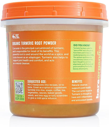 BareOrganics Turmeric Root Powder Superfood, Dietary 8 Oz