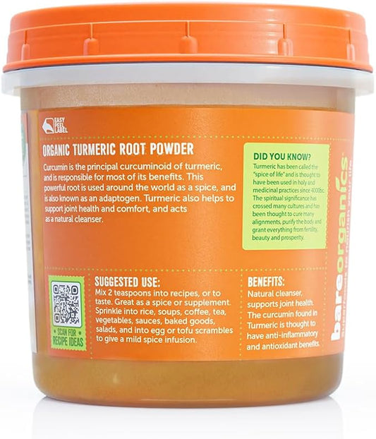 BareOrganics Turmeric Root Powder Superfood, Dietary 8 Oz