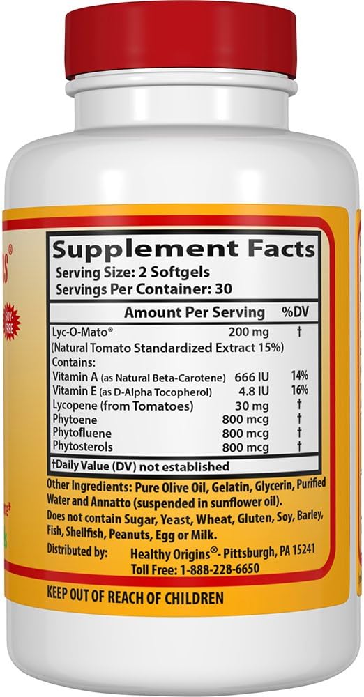 Healthy Origins Lycopene (Natural), 15 mg 60 Softgels
