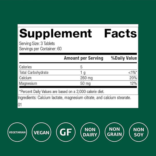 Standard Process Inc. Calcium Lactate - Immune Support and Bone Strength - Bone Health and Muscle Supplement with Magnesium and Calcium - 180 Tablets