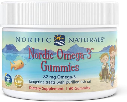 Nordic Naturals Nordic Omega-3 Gummies, Tangerine 60 Gummies 82 mg Omega-3s with 30 Servings