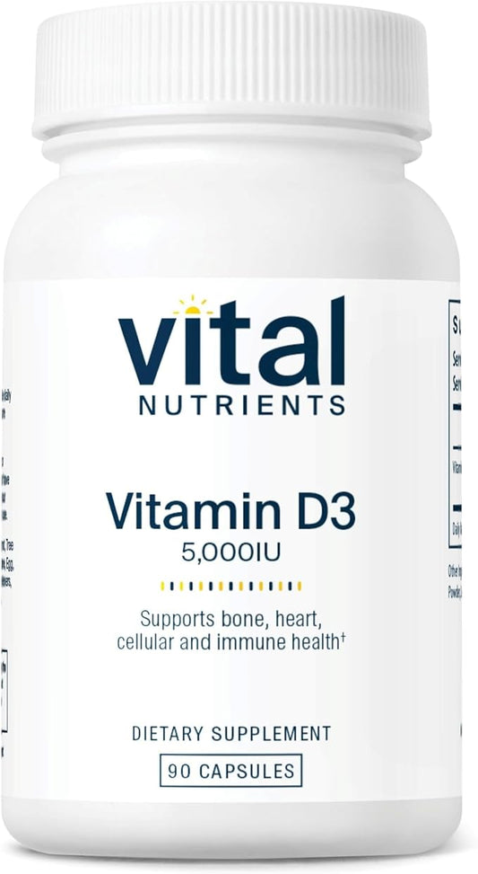 Vital Nutrients Vitamin D 5000 IU D3 Supplement 90 Capsules