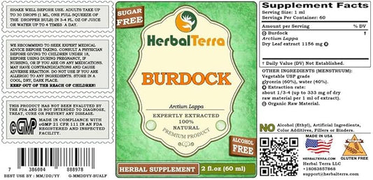 Burdock (Arctium Lappa) Glycerite, Organic Dried 2 oz