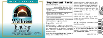 Source Naturals Wellness EpiCor with Vitamin D-3 for Heightened Immune Defense* - 120 Capsules