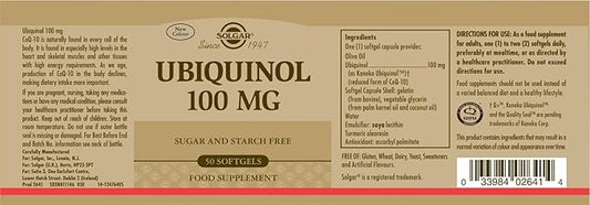 Solgar Ubiquinol 100 mg, 50 Softgels - Advanced Antioxidant Support - Reduced Coenzyme Q10 (CoQ-10) - Gluten Free, Dairy Free - 50 Servings