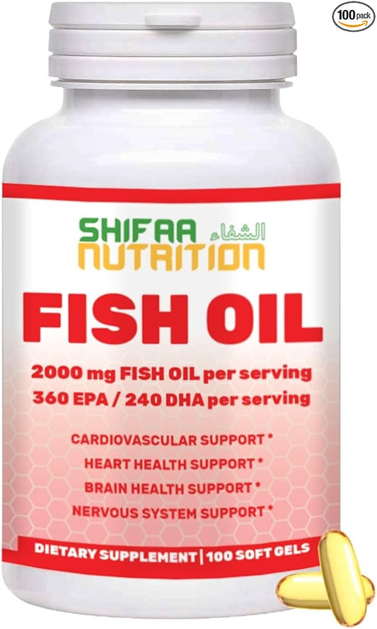 Halal Fish Oil Softgels 100 Ct, 3 Fish