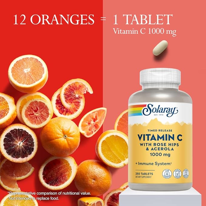 SOLARAY Vitamin C w/Rose Hips & Acerola 1000mg | 250ct